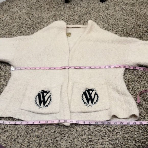 Wildfox White Label Cardigan Sweater Size XS Cream Eyelash Embroidered Monogram - Picture 9 of 11